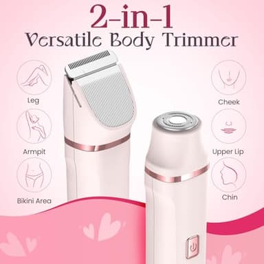 Bikini Trimmer for Women - Painless Electric Razors for Silk Skin,Cordless Body Shaver for Trip,Replaceable Lady Facial Razor, IPX7 Waterproof&Easy Cleaning, Ceramic Blade, USB Charge Dock Pink - Image 3
