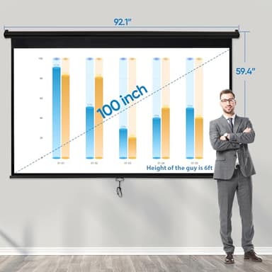 ZENY Outdoor Projector Screen Pull Down 100 Inch 16:9 HD Projection Screen Folding Home Theater Portable Indoor Outdoor Movie Screen - Image 2