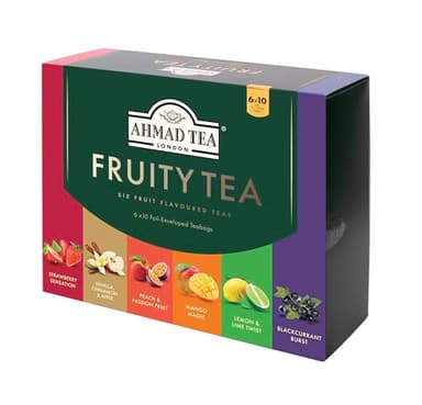 Ahmad Tea Black & Green Tea, Fruitytea Assorted Sampler Variety Gift Box, 60 Foil Teabags - Caffeinated & Sugar-Free - Image 3