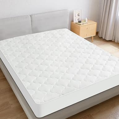 Full Size Mattress Protector Pad Waterproof Quilted, Breathable & Cooling Full Mattresses Pad Cover Fitted for Double Bed with Deep Pocket Up to 14", (White) - Image 5