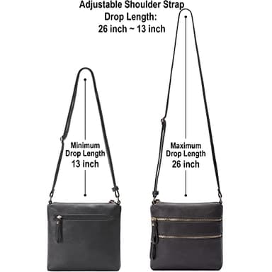 Solene Crossbody Bag Functional Multi Pocket Double Zipper Purse with Adjustable Strap-WU085(Charcoal Grey) - Image 3