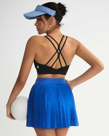 RUNNING GIRL Strappy Sports Bra for Women Sexy Crisscross Back Light Support Yoga Bra with Removable Cups Black - Image 3