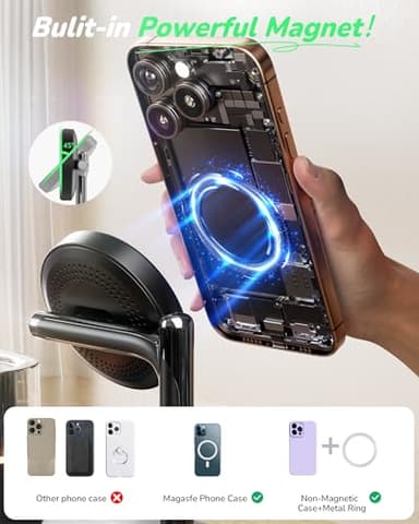 5 in 1 Wireless Charging Station for Apple,Mag-Safe Charger with Alarm Clock Night Light for Multiple Devices,Nightstand Charging Station for iPhone 17/16/15/14/13/12,Apple Watch Series,Air-Pods - Image 5