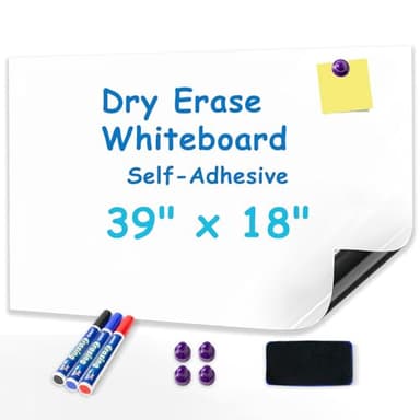 YOUNGJQ Magnetic Whiteboard Contact Paper 39" x 18" Adhesive Magnetic Dry Erase White Board Sticker for Wall, Peel and Stick Wallpaper, Easy to Write and Clean for Playroom Office - Image 2