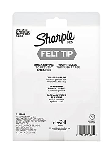 Sharpie Felt Tip Pens, Fine Point (0.4mm), Assorted, 24 Count - Perfect for Journaling, Art, Drawing, Coloring, Writing, School Classroom, Teacher Supplies - Image 6