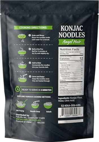 52USA Konjac Shirataki Noodle, Angel Hair, Low Carb Pasta 52.8 Oz (1500 g), Keto and Paleo Friendly, Sugar Free, Vegan, Gluten Free, Ready to Eat, Low Calorie Noodles 6 Pack Inside - Image 2