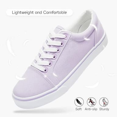 Shupua Canvas Shoes for Women White Canvas Sneakers Womens Casual Shoes Low Top Black Comfortable Tennis Sneakers (Purple.us9) - Image 5