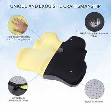 lefarfadet Seat Cushion, X-Large Memory Foam Office Chair Cushion, for Pressure Relief Sciatica & Pain Relief for Long Sitting Hours on Office/Home Chair, Car, Wheelchair - Image 5