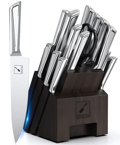 imarku Knife Set,16-Piece Premium Knife Sets for Kitchen with Block,Japanese Stainless Steel Kitchen Knife Set,Knife Block Set with Kitchen Sharpener, Dishwasher Safe,Best Gifts - Image 1