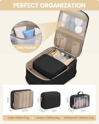 LOVEVOOK Travel Backpack for Women with Shoe Compartment, Puffer Carry on Backpack Flight Approved 40L Personal Item Travel Bag Fits 17inch Laptop, Waterproof Lightweight Bags with 3 Packing Cubes - Image 7