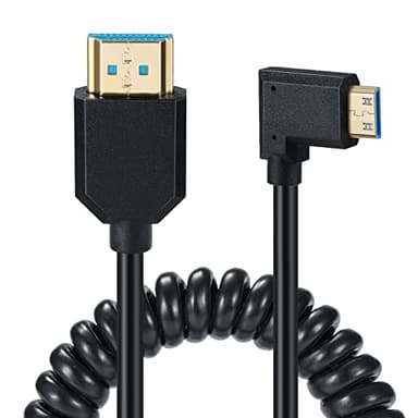 Qaoquda Mini HDMI to HDMI Coiled Cable, 90 Degree Angle 8K Mini HDMI Male to HDMI Male Spring Cord 2.1V 8K@60Hz 4K@120Hz for Tablet Graphics/Video Card, Laptop, and More (1.2M/4FT) (Left Angle) - Image 2