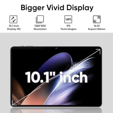 Tablet 10 inch Android 15 Tablets, 3GB RAM 64GB ROM 1TB Expand, Quad-Core Processor, 1280x800 LCD Touch Screen, WiFi 5, Dual Camera, BT5.0, 6000mAh Battery (Black) - Image 4