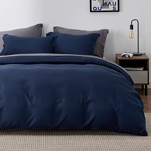 Bedsure Duvet Cover King Size - Soft Double Brushed Bedding Set for Kids & Adults, Zipper Closure, 3 Pieces, Includes 1 Duvet Cover (104"x90") & 2 Pillow Shams, NO Comforter, Navy Blue - Image 1