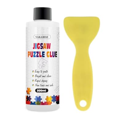 YAKAMOZ Clear Jigsaw Puzzle Glue with Precision Applicator – Non-Toxic, Quick Dry & Water-Soluble for Puzzles up to 5000 Pieces (200ML) - Image 1
