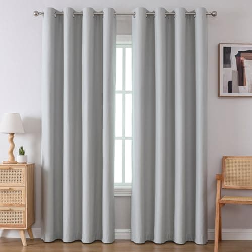 Airwill Blackout Window Curtain Panels - Set of 2 Thermal Insulated Grommet Drapes, Room Darkening Curtains for Living Room Bedroom Window (W52 x L84 Inch, 2 Panels, Light Gray) - Image 1