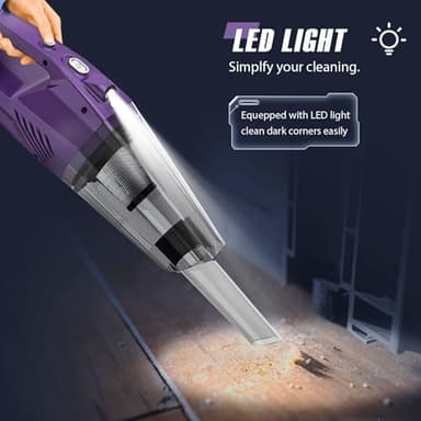 Handheld Vacuum Cordless,Car Vacuum Cleaner Portable Wireless with Powerful Suction/Multi Accessories,Low-Noise Lightweight Mini Hand Vacuum Cordless Rechargeable for Car,Office and Home Cleaning - Image 5