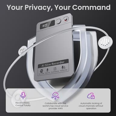 AI Voice Recorder, Note Voice Recorder - Transcribe & Summarize, AI Noise Cancellation Technology, Supports 152 Languages, 64GB Memory APP Control Audio Recorder for Lectures, Meetings, Calls, Gray - Image 8
