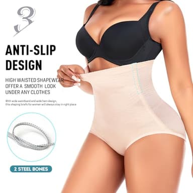 Women Tummy Control Shapewear Panties Shaping Underwear High Waist Body Shaper(#14 High-waist Slimming Beige, Large) - Image 5