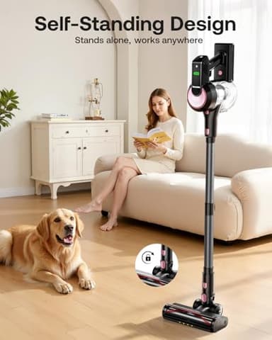 Cordless Vacuum Cleaner, 40Kpa 45Mins Vacuum Cleaners for Home, 8-in-1 Lightweight Stick Vacuum with Powerful Suction, Anti-tangle Wireless Vacuum for Carpet, Tile, Pet Hair, Hardwood Floors, Black - Image 2
