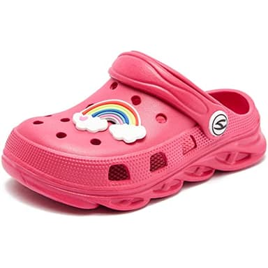 WOUEOI Kid's Girls Boys Clogs Garden Shoes Cartoon Slides Sandals Beach Slipper Children(N-Hot Pink,1.5 Little Kid) - Image 2