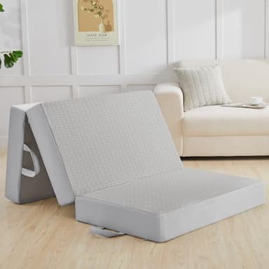 Folding Mattress Twin,6 inch Memory Foam Tri Fold,Portable Bed with Washable Cover, Guest Bed Portable Foldable Mattress Topper for Camping, Road Trip,Travel(38"×75"×6") - Image 1