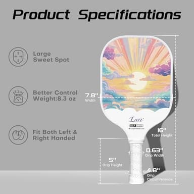 Luzz Carbon Fiber Pickleball Paddles, Sandblasted Surface USAPA Approved Pickleball Rackets for Beginners Increased Spin Control Pickle Ball Paddle Set for Men,Women,Pros,Adults - Image 6
