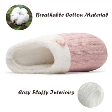 NineCiFun Women's Slip on Fuzzy Slippers Memory Foam House Slippers Outdoor Indoor Warm Plush Bedroom Shoes Scuff with Faux Fur Lining size 7 8 pink - Image 3