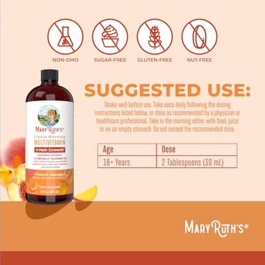 MaryRuth's Liquid Multivitamin + Hair Growth | Clinically Tested for Thicker Hair & Facial Wrinkles in Women | Biotin 10000mcg | Lustriva Hair Growth Supplements | Skin Care | Ages 18+ | 30 Fl Oz - Image 3