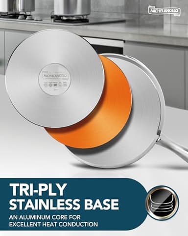 MICHELANGELO Stainless Steel Saucepans with Steamer 5Pcs, 18/10 Saucepan Set with Glass Lids, Sauce Pot Set with Triply Bottom Induction Compatible - 1QT & 2QT - Image 6