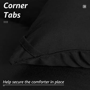 HYLEORY All Season Queen Size Bed Comforter - Cooling Goose Down Alternative Quilted Duvet Insert with Corner Tabs - Winter Warm - Machine Washable - Black - Image 5