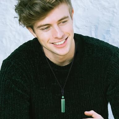 Top Plaza 2 Pcs Green Aventurine Opal Healing Crystal Stone Necklaces for Men Amulet Protection Cylindrical Pendant Necklaces Adjustable Braided Natural Quartz Gemstone Necklace Jewelry - Image 4