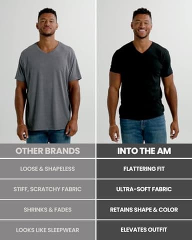 INTO THE AM V Neck T Shirts Men 3 Pack Fitted Casual Non-Branded Plain Undershirt Sleep Vneck Tshirt Multipack (Black/Olive Green/White, XX-Large) - Image 4