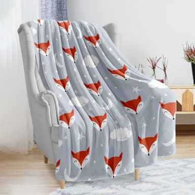 Xikowoxs Fox Blanket for Girls Boys - Cute Pattern Throw for Kids, Warm Themed Bedding, Gifts for Fox Lovers, Soft Plush Flannel Fleece for Couch Baby 50"x40" - Image 2