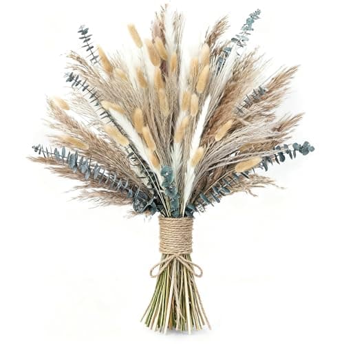 120 PCS Dried Pampas Grass, (vase not Included), Dried Flowers, Reed Grass Bouquet for Bohemian Flowers Home Table Wedding Decoration, Rustic Farmhour.(Light Brown) - Image 1