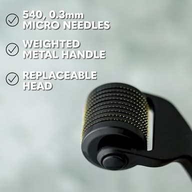 The Beard Club Premium Derma Roller for Face, Body and Scalp - Microneedling Roller for Men and Women with 540 Titanium Microneedles - for Hair & Beard - Weighted Metal Handle - Magnetic Storage Case - Image 3
