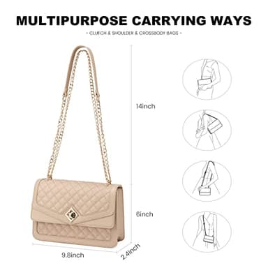LOVEVOOK Shoulder Bag for Women Quilted Crossbody Purse,Leather Chain Bag for Gift Classic Satchel Handbag Nude - Image 3