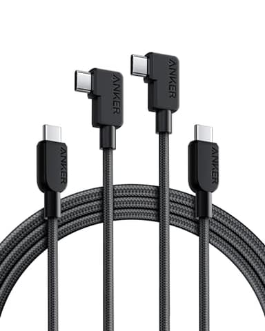 Anker USB C to USB C Right Angle Cable, 240W 90 Degree Type-C Braided Charging Cord for iPhone 17 Series and More (2Pack 6FT Black) - Image 1