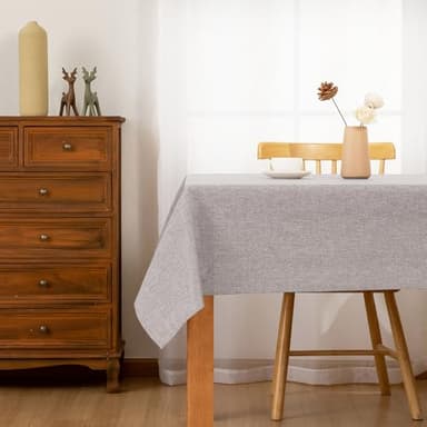 Hiasan Faux Linen Rectangle Tablecloth - Wrinkle and Stain Resistant Washable Table Cloth for Kitchen Dining Room Holiday Table Cover for Party Dinner, Stone, 60 x 120 Inch - Image 2