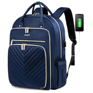LOVEVOOK 17.3 Inch Laptop Backpack for Women,Fashion Work Backpack Purse for Women Men,Waterproof Travel Work Backpacks Purse for Teacher Nurse, Navy Blue. - Image 1