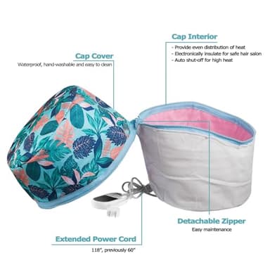 VICARKO Hair Steamer for Deep Conditioning, 10-Level Heats Up Quickly, 118” Power Cord, Heating Cap Hot Oil Treatment Heat, Electric Thermal Heated Steam Natural Black Hair, Hawaii Blue - Image 5