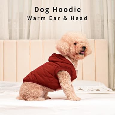 Vecomfy Fleece Lining Extra Warm Dog Hoodie in Winter,Small Dog Jacket Puppy Coats with Hooded,Red S - Image 8
