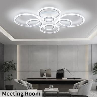 Shine LUEST Modern LED Ceiling Light, Dimmable LED Chandelier Flush Mount Ceiling Lights, Remote Control Acrylic Ring Ceiling Lamp Fixture for Living Room Dining Room Bedroom (White, 8 Rings) - Image 8