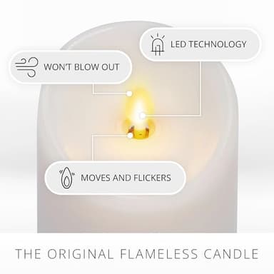 Luminara - Flameless LED Battery Operated Flickering Pillar Candles - White - Pack of 1-3x6.5 - Realistic Moving Flame Real Wax Indoor/Outdoor Decor - Image 2