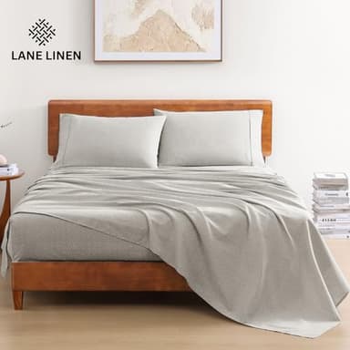 LANE LINEN 100% Organic Cotton Sheets California King Size, Low Pilling Fade Resistant Naturally Cooling Cal King Bedding Set, Soft & Comfy Sustainably Produced Printed Cotton Sheets - Snowdrop - Image 2