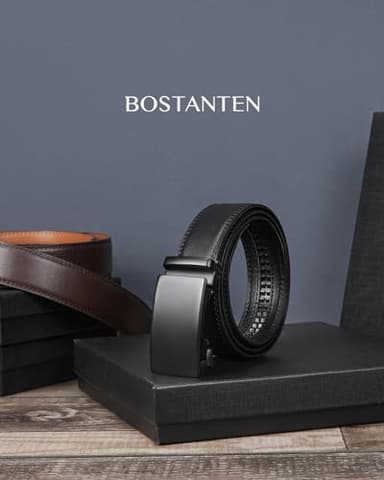 BOSTANTEN Ratchet Mens Belt Leather Dress and Casual with Adjustable Buckle, Trim to Fit - Image 5