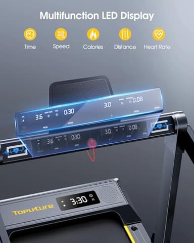 TOPUTURE Walking Pad Treadmill with 12% Incline, 4 in 1 Folding Treadmill for Home/Office with Handle Bar, 2.5HP Under Desk Treadmills Portable Walking Pad with App & Bluetooth Speaker, 0.6-10MPH - Image 3