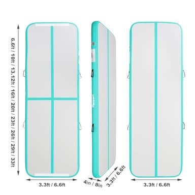 FBSPORT 16ft Inflatable Air Gymnastics Mat Training Mats 4 inches Thickness Gymnastics Tracks for Home Use/Training/Cheerleading/Yoga/Water with Pump light green - Image 2
