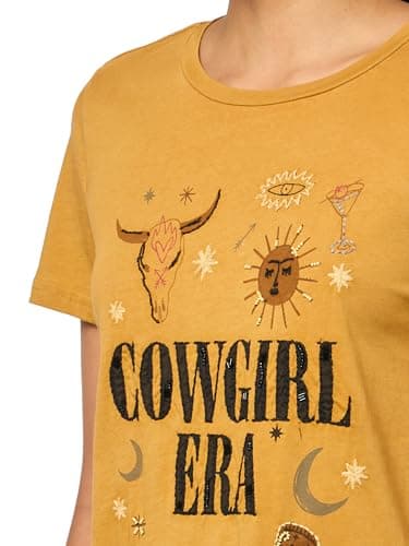 Lucky Brand Women's Cow Girl ERA Classic Crew, Honey Mustard - Image 3