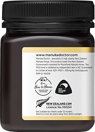 MANUKA DOCTOR - MGO 425+ Manuka Honey Monofloral, 100% Pure New Zealand Honey. Certified. Guaranteed. RAW. Non-GMO (8.75 oz) - Image 9