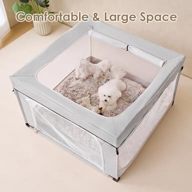 EHEYCIGA 42x42x26 Inches Puppy Playpen for Dogs & Cats Indoor or Outdoor - Dog Play Pen with Door, Dog Fence for Small Pets with Heavy-Duty Oxford & Steel Frame, with Cover - Image 6